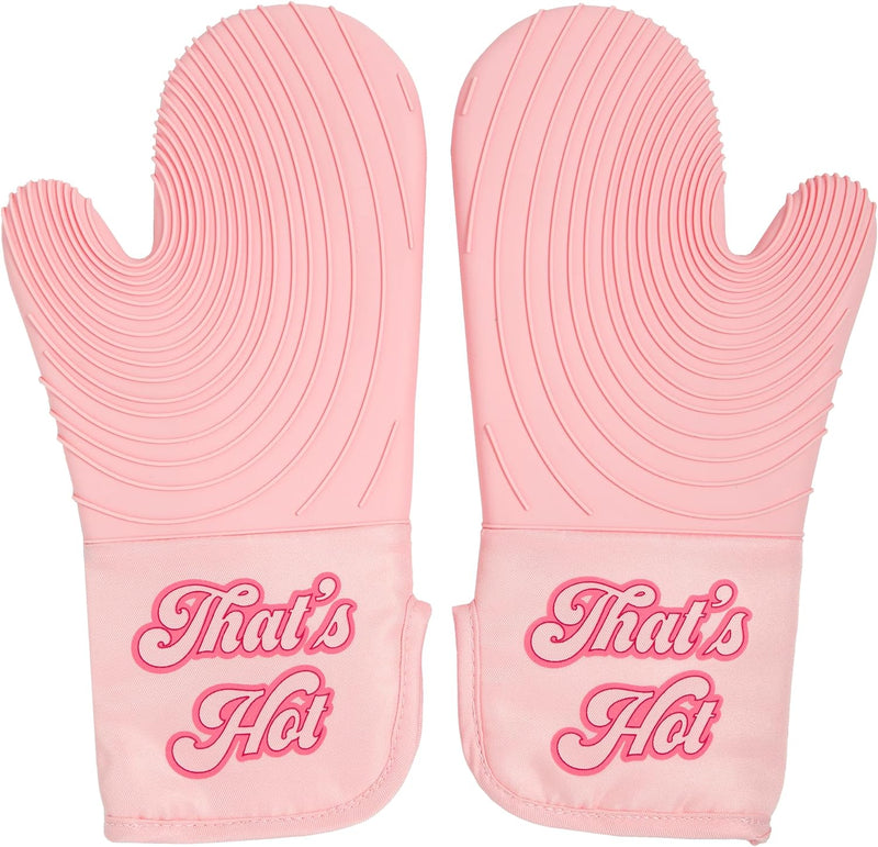 Paris Hilton That's HOT Pink Oven Mitt Set, Heat Resistant Pot Holders Featuring Non-Slip Textured Silicone Grips, 2-Piece Set, Pink