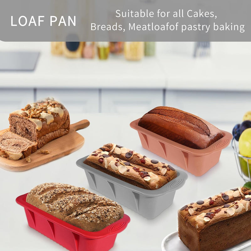 l3 Pack Silicone Bread Loaf Pans for Baking Homemade Cakes Breads Meatloaf and Quiche Omelets - UOUYOO