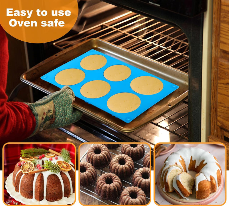 3PCS Mini Bundt Cake Pan Non-Stick Silicone Mold for Fluted Tube Cakes