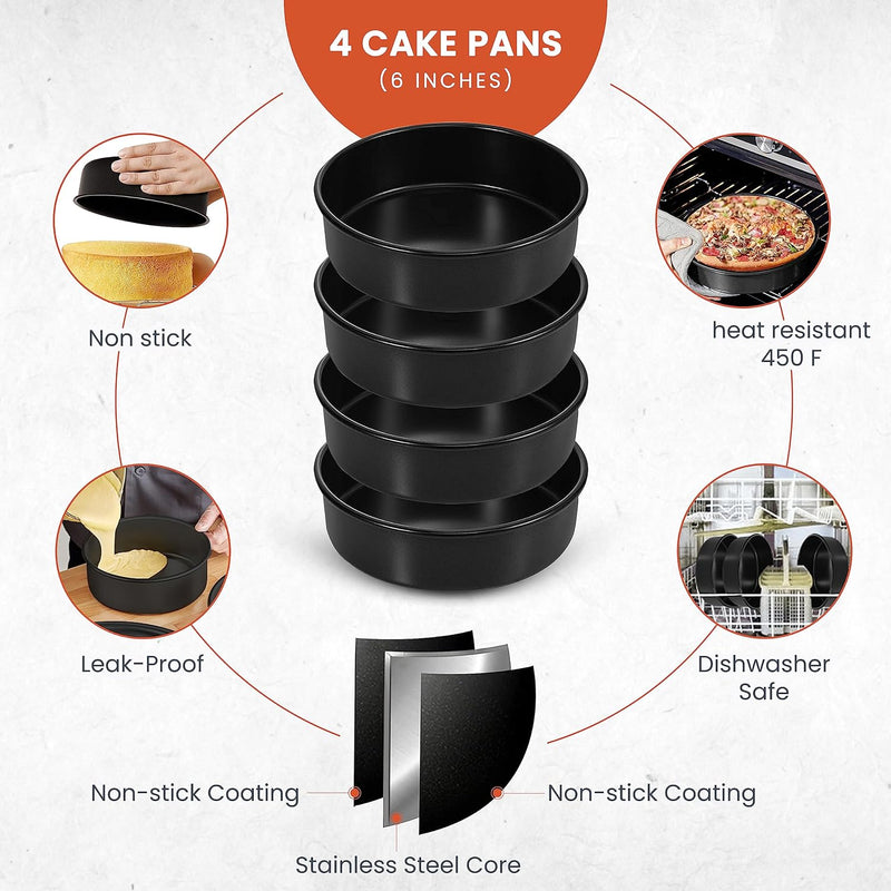 RFAQK 133PC Round Cake Pan Set with Baking and Decorating Supplies