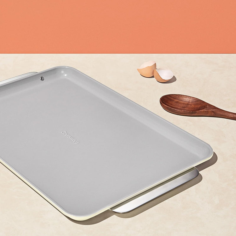 Non-Stick Ceramic Baking Sheet - Naturally Slick Coating - Non-Toxic - Perfect for Baking  Roasting - Large Size - Cream