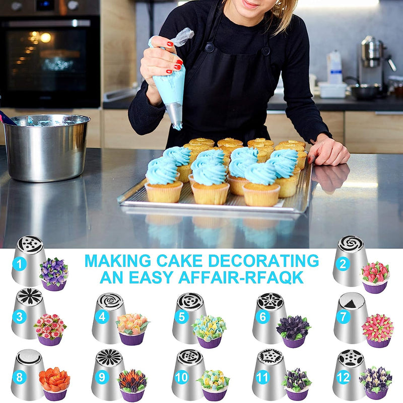 47-Piece Russian Piping Tips Set for Cake and Cupcake Decorating