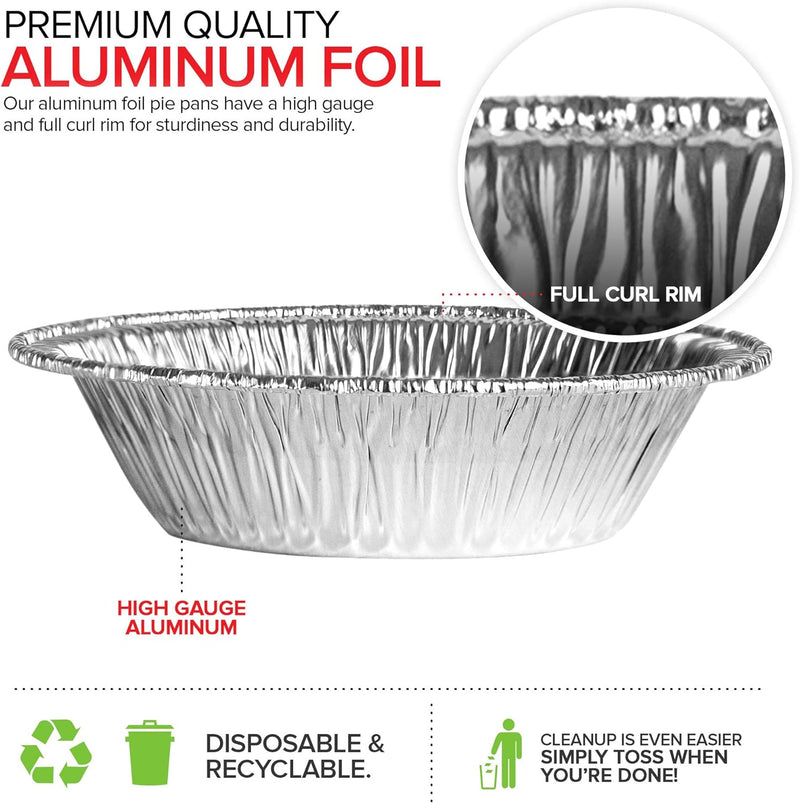 50 Count Disposable Mini Foil Pie Pans for Baking - Recyclable and Durable