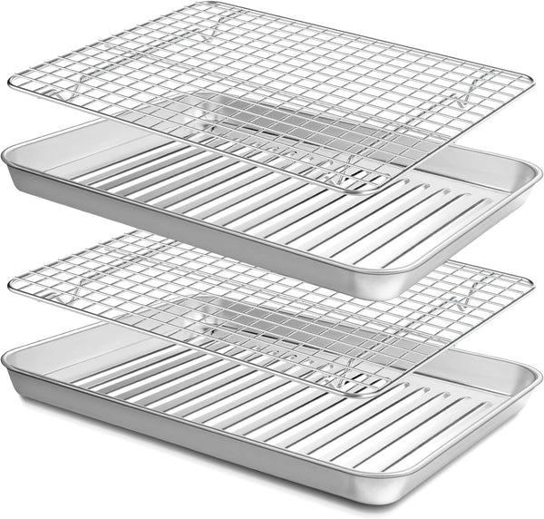 Terlulu Baking Sheet Set - Stainless Steel 2 Pans  2 Racks 16 with Cooling Rack