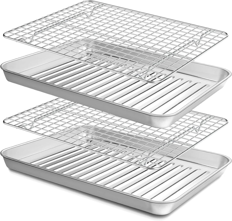 Terlulu Baking Sheet Set - Stainless Steel 2 Pans  2 Racks 16 with Cooling Rack