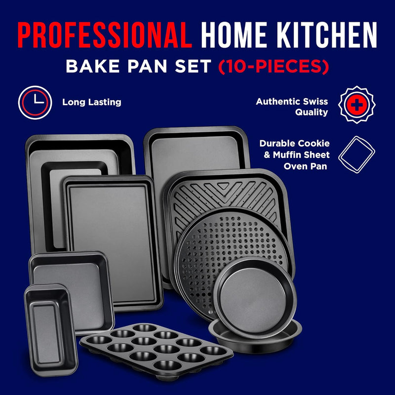 Non-Stick Carbon Steel Bakeware Set - 10-Piece