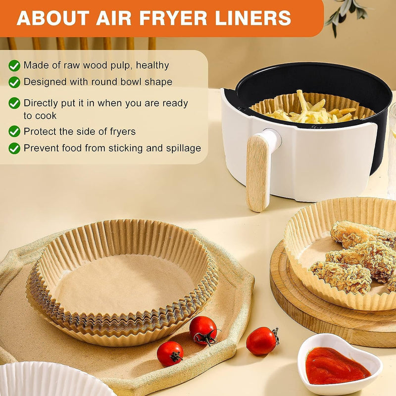 Air Fryer Disposable Liners - 125 Pcs Parchment Paper Non-Stick Square 8IN - Microwave Safe