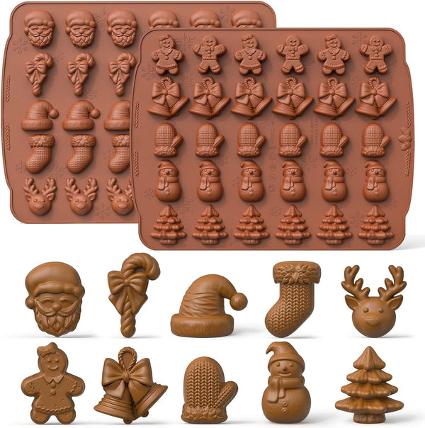 Christmas Silicone Chocolate Molds - 2 Pcs 30 Cavity - DIY Christmas Treats