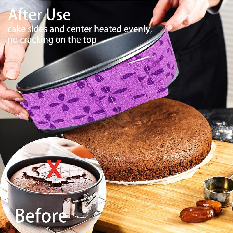 Winerming 4-Piece Cake Pan Strips - Keeps Cakes Level with Absorbent Cotton