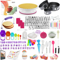 RFAQK 700PCs Cake Decorating Supplies Kit with Baking Supplies- Cake Decorating Tools with Springform Pans, Cake Leveler, Cake Turntable, Numbered Piping Tips, Icing Spatulas, Fondant Tools and More