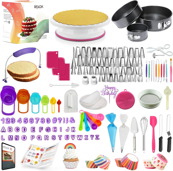 700PCs Cake Decorating Kit with Baking Supplies Turntable Tips  More