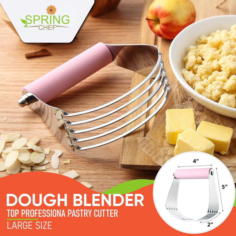 Spring Chef Dough Blender Top Professional Pastry Cutter with Heavy Duty Stainless Steel Blades - Medium Size Black