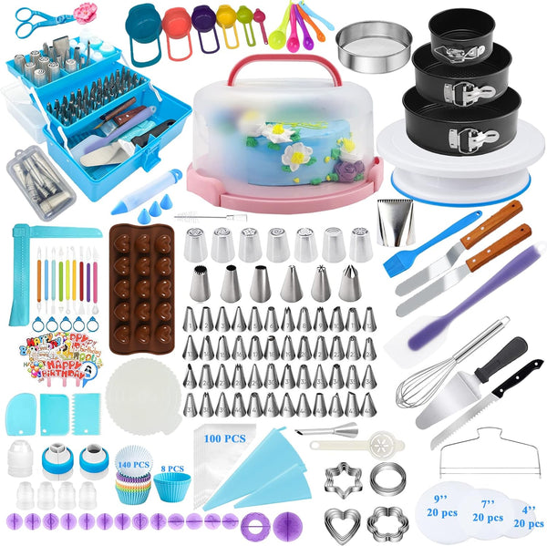 Cake Decorating Kit - 599 PCS Baking Supplies with Carrier Pans Piping Bags and Tips