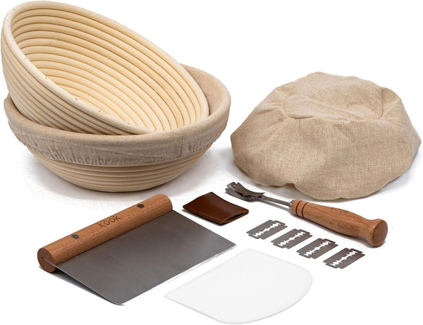 Kook Sourdough Bread Proofing Set with Banneton Baskets Tools and Case