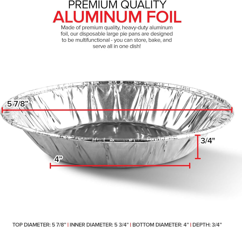 50 Count Disposable Mini Foil Pie Pans for Baking - Recyclable and Durable