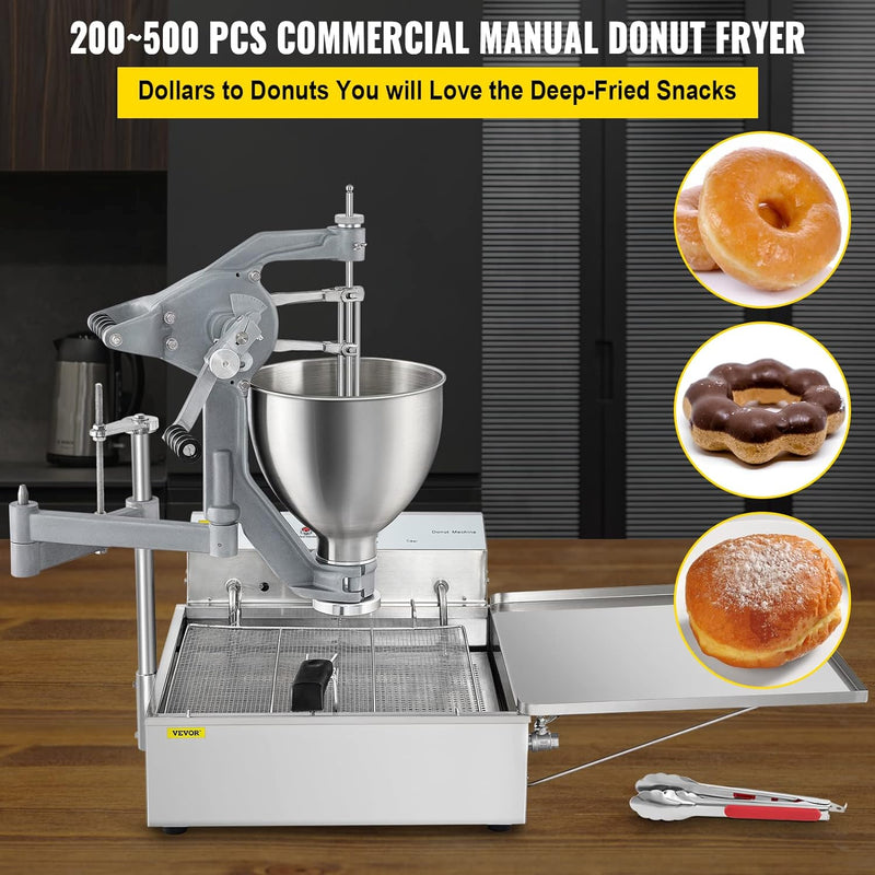 Commercial Donut Making Machine with 7L Hopper and 3 Sizes Molds 304 Stainless Steel Auto Fryer