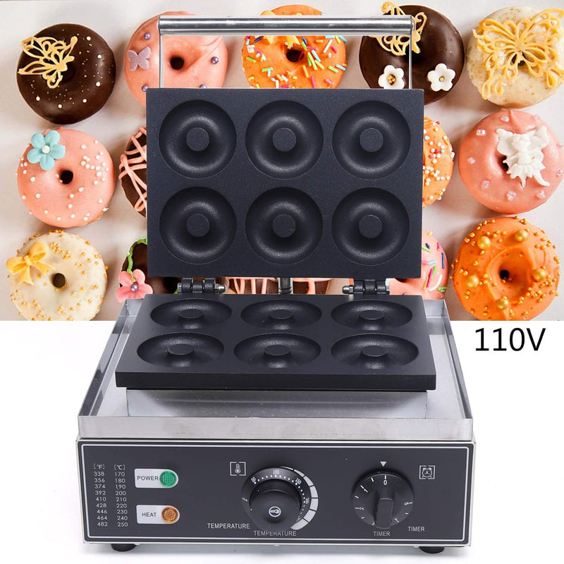 Commercial Donut Maker Machine Stainless Steel 110V 1550W - 6 Doughnut Capacity