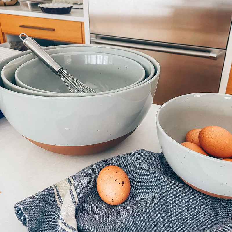 Large Ceramic Mixing Bowls Set of 2 - Microwavable Oven-Safe Dishwasher-Safe - White - 25  16 Qt
