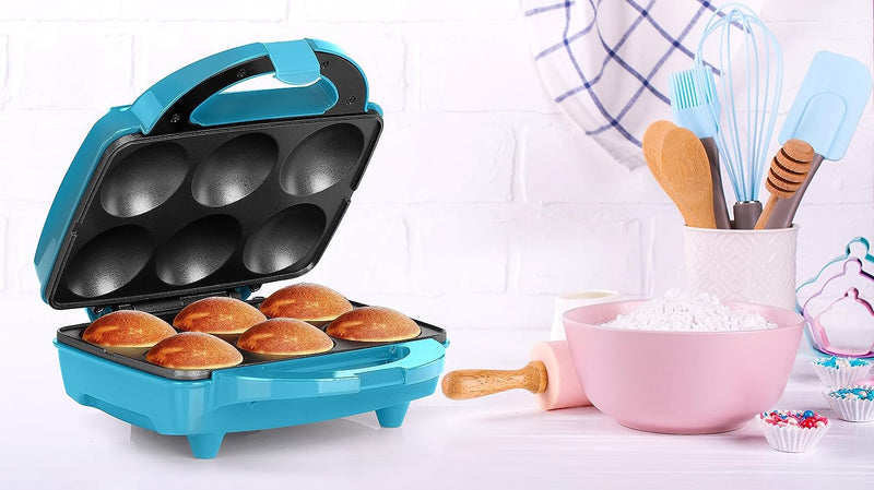 Non-Stick Cupcake Maker - Makes 6 Cupcakes Muffins and Cinnamon Buns for Birthdays and Holidays - Teal