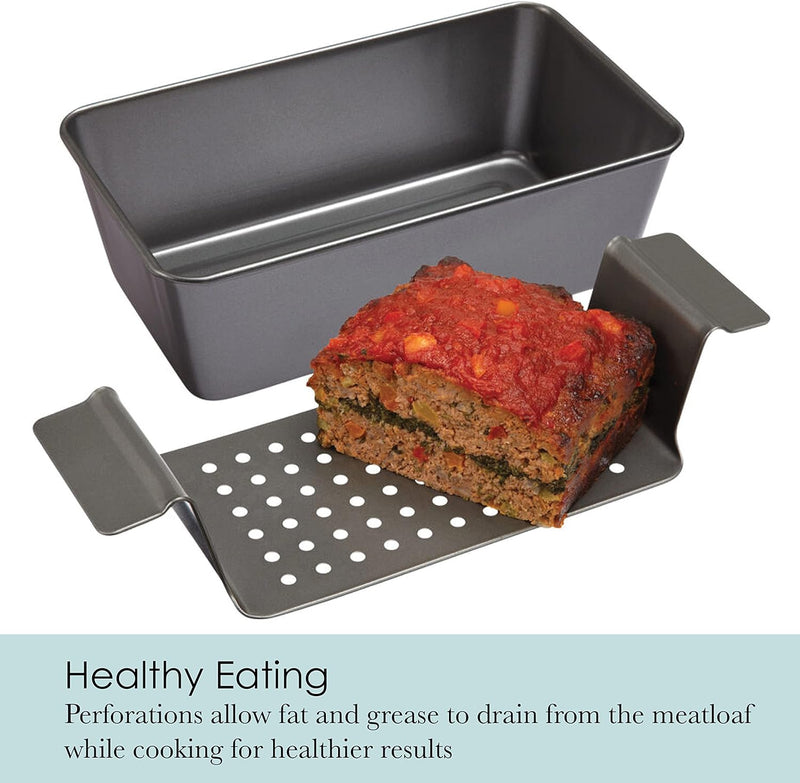 Chicago Metallic 2-Piece Non-Stick Meatloaf Set - Healthy Grey