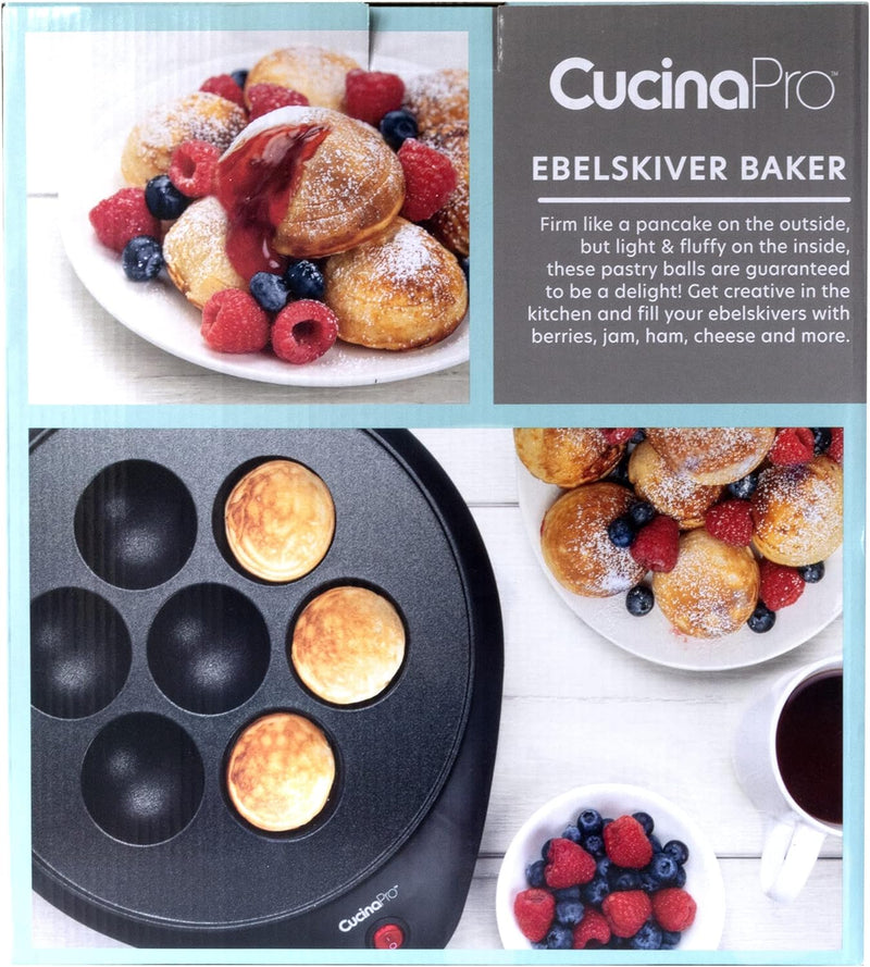 Electric Ebelskiver Maker with Non-stick Coating - Danish Pancake Takoyaki and Cake Pop Baker for Festive Desserts and Gifts