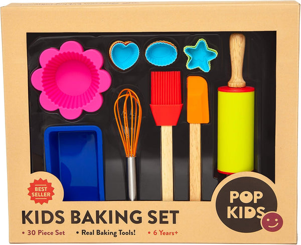 30-Piece Nonstick Baking Set with Silicone Molds and Tools - Ideal for Kids to Learn Real Cooking  Baking - Perfect Gift for Children