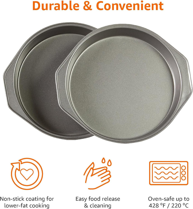 Nonstick Round Baking Cake Pan - 9 Inch Set of 2 - Gray