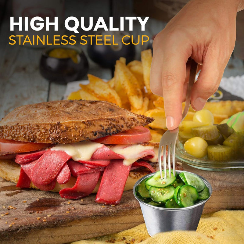 Stainless Steel Round Sauce Cups - Commercial Grade 24 Pack