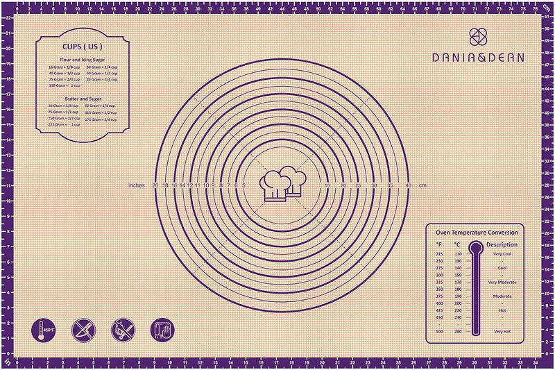 Extra Thick Silicone Baking Mat Non-Stick Large Sheet Mat with Measurement - Reusable for Baking and Dough Rolling