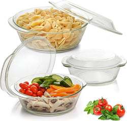 3-Piece Glass Casserole Bakeware Set - Durable  Microwave Safe