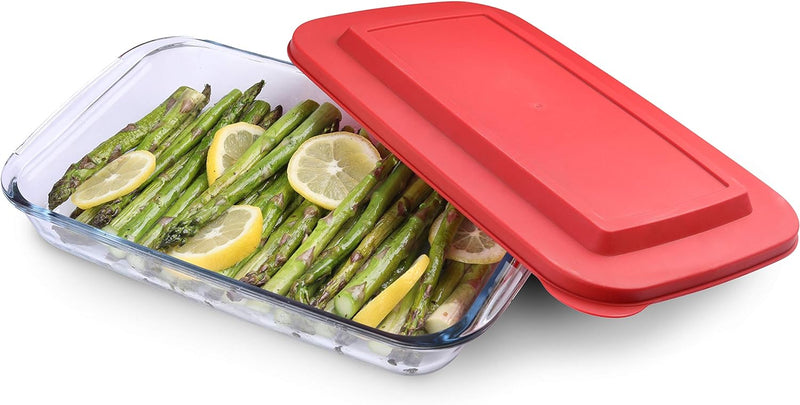 9x13 Glass Baking Dish with Lid - Borosilicate Glass 3 Qt Capacity