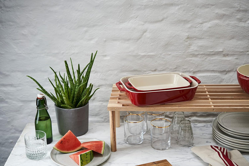 STAUB Rectangular Baking Dish Set 2 pc Rustic Ivory