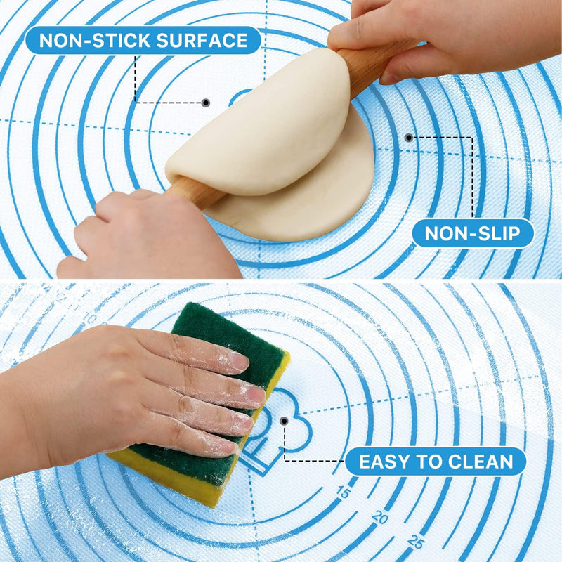 Extra Thick Silicone Baking Mat Non-Stick Large Sheet Mat with Measurement - Reusable for Baking and Dough Rolling