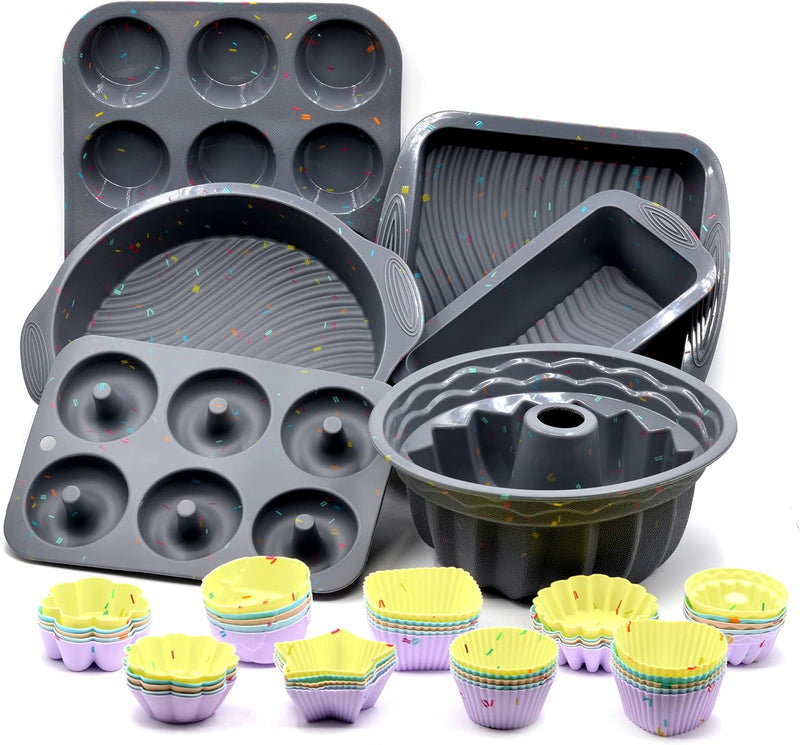 46-Piece Silicone Bakeware Set with Various Molds