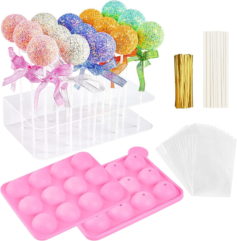 12-Cavity Cake Pop Maker Set with Display Stand and Accessories