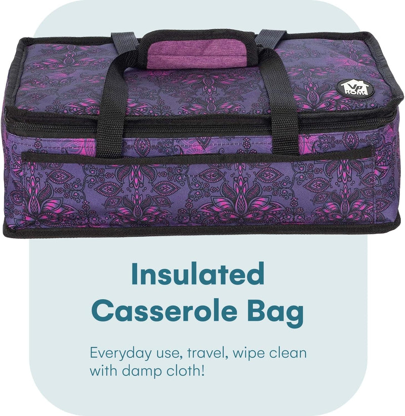 Double Casserole Travel Bag - Insulated Food Carrier for HotCold Dishes Heather Gray