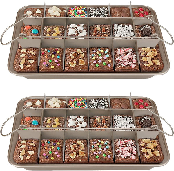 Non-Stick Brownie and Lasagna Pan with Dividers - 12x8 Inches