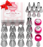 Premium Russian Piping Tips Complete Set - 93 pcs Cake Decorating Baking Supplies Kit - 36 Russian Tulip Icing Frosting Nozzles