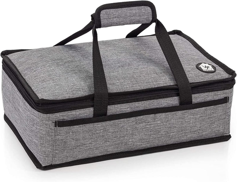 Double Casserole Travel Bag - Insulated Food Carrier for HotCold Dishes Heather Gray