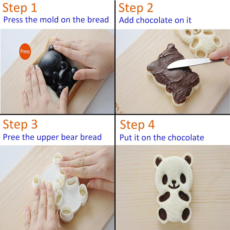 Cute Panda Bear Sandwich  Rice Cutter with Cake  Bread Mold Maker