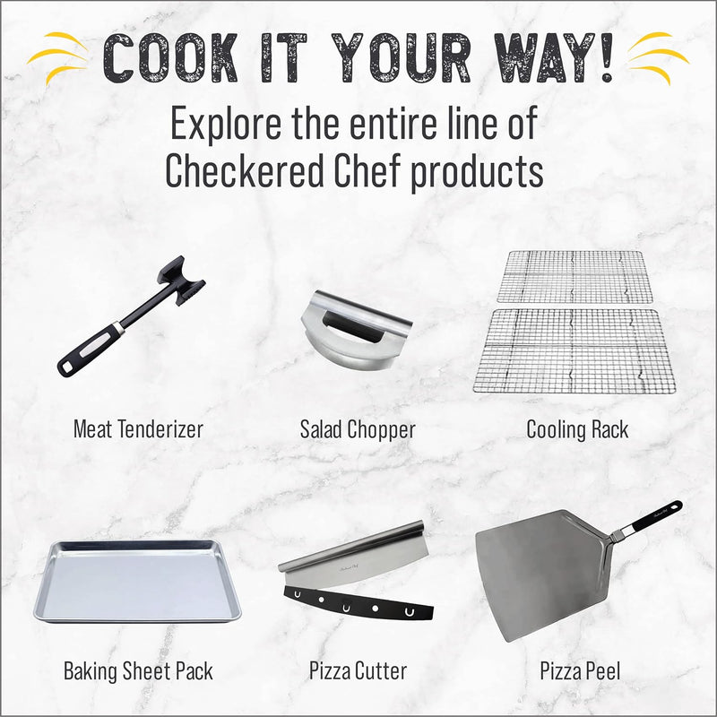 Checkered Chef Baking Sheets - Half Sheet Pan with Rack Set - Easy Clean Aluminum Bakeware