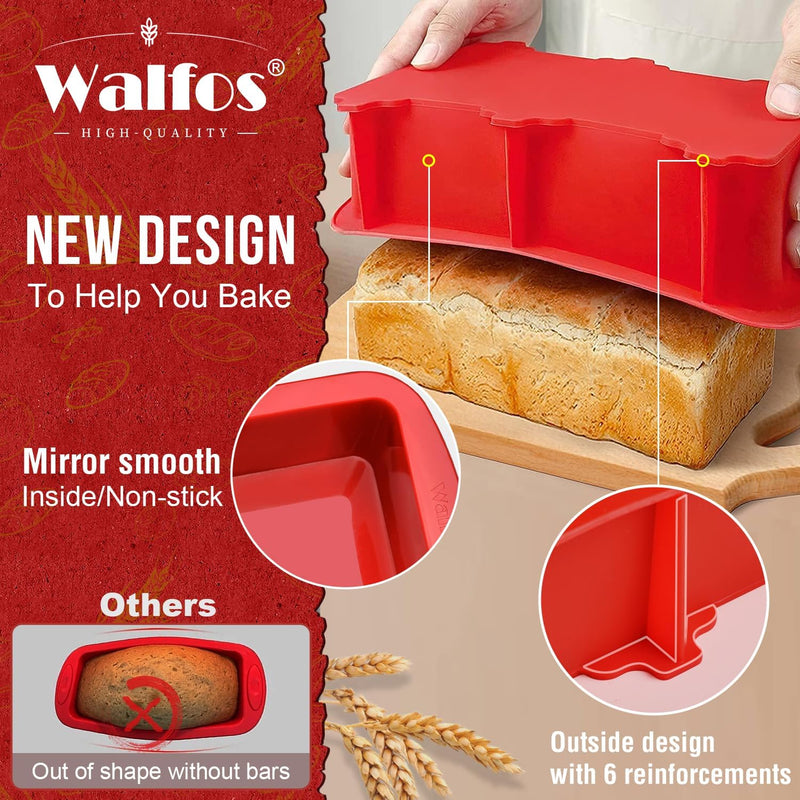 Walfos Silicone Mini Loaf Pan - 12 Cavities Non-Stick Food Grade - Ideal for Mini Bread Brownies Cornbread Cheesecake  Chocolate