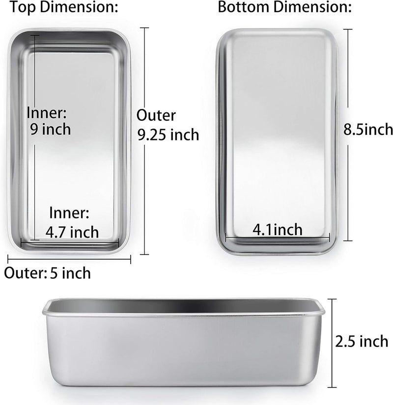 TeamFar Loaf Pans - Set of 2 Stainless Steel Baking Pans for Bread and Meatloaf - Oven  Dishwasher Safe