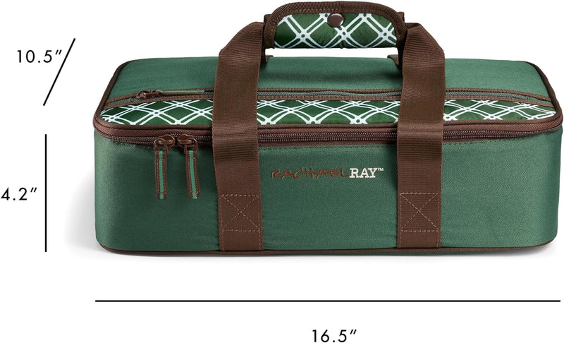 Rachael Ray Reusable Insulated Carrier - Perfect for HotCold Foods - Forest Green