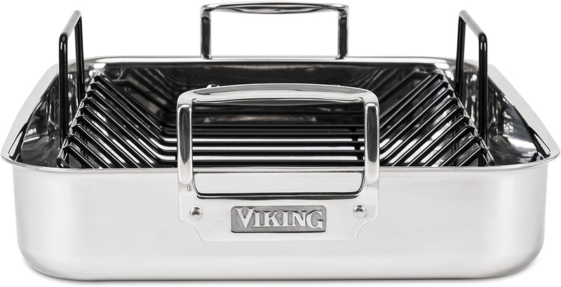 Viking 3-Ply Stainless Steel Roasting Pan with Nonstick Rack - Dishwasher and Oven Safe