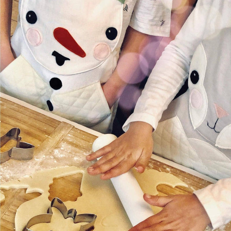 Holiday Baking and Decorating Kit for Kids - Snowman Apron Cookie Cutters Piping Bags Rolling Pin Recipes Ages 4-8
