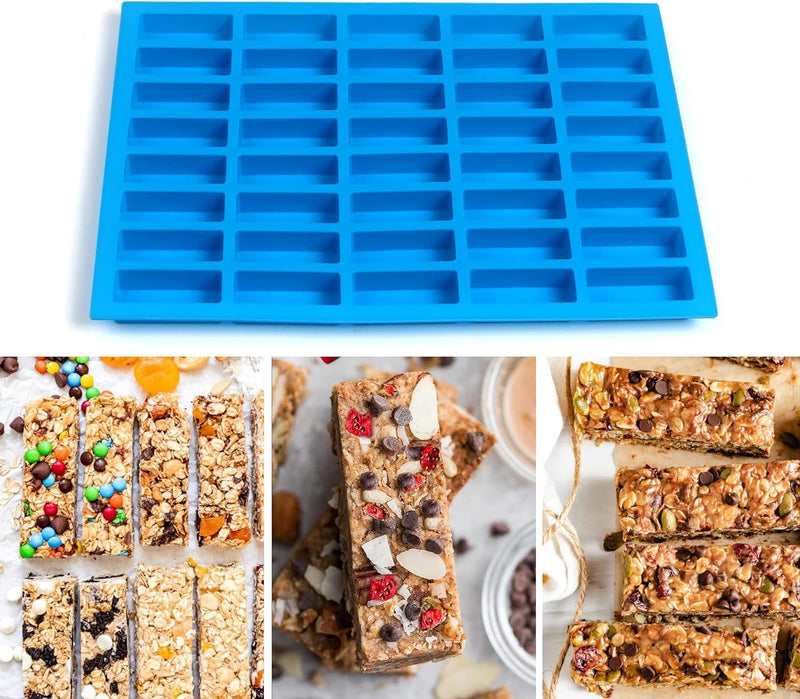 Silicone Granola Bar Mold - 3 Pack 8-Cavity Rectangle Energy Bar and Baking Molds