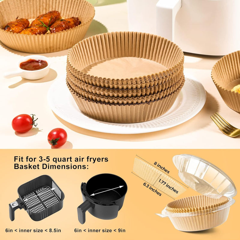 Air Fryer Disposable Parchment Liners - 125 Pack 8 Inch Non-Stick - for Airfryer Baskets Steaming  Microwaving