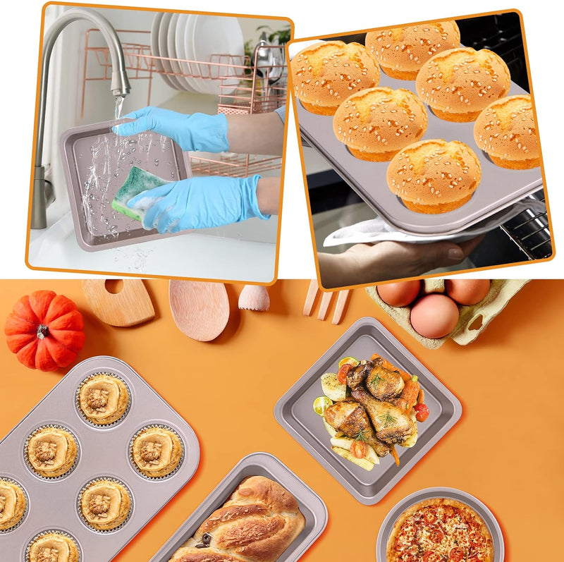 5-Piece Nonstick Bakeware Set with Cookie Sheets and Bread Baking Capability