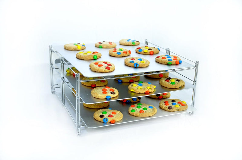 Nifty Oven Insert with Non-Stick Baking Rack and Roasting Pan Charcoal and Chrome